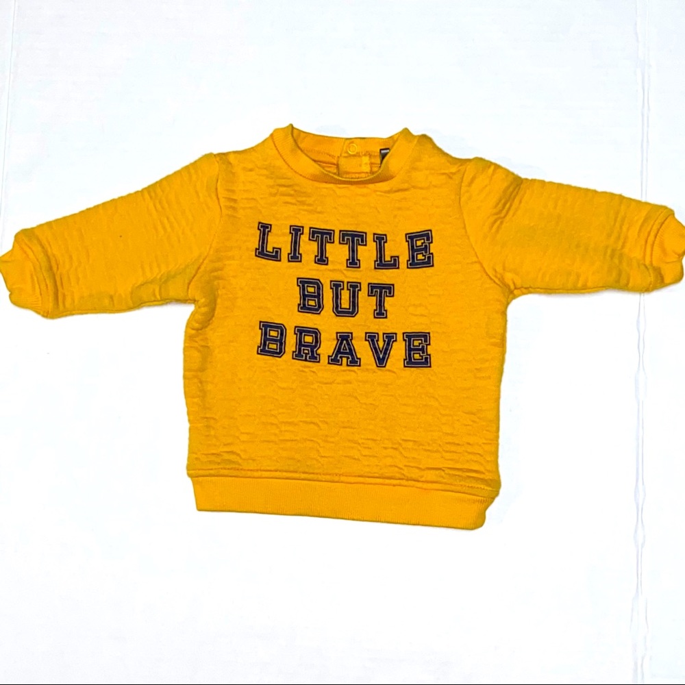 4/$20 Little But Brave Yellow Baby Sweatshirt EUC - Picture 1 of 6